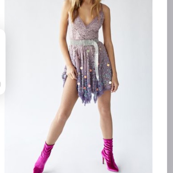 Free People Time After Time Embellished Whimsical Sequins Lace Mini Dress - Picture 3 of 9